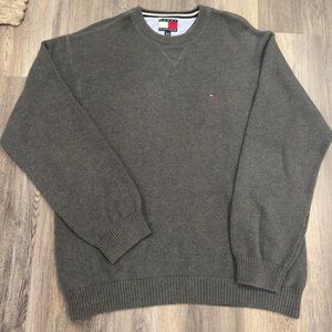 90s Tommy Hilfiger Sweater Mens Size XL Gray Knit Pullover Long Sleeves